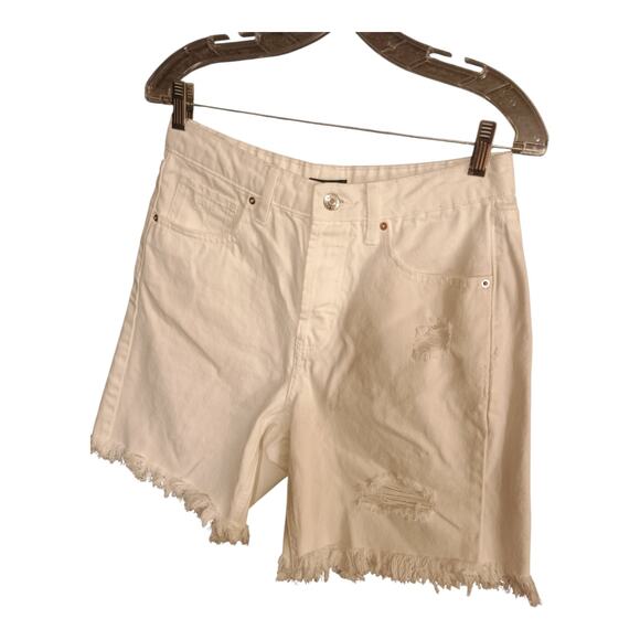 Wild Fable High Rise Bermuda Shorts Destressed Raw Hem Button Fly Women's Sz 4 - Picture 4 of 10